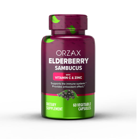 ORZAX Elderberry Capsules bottle with label