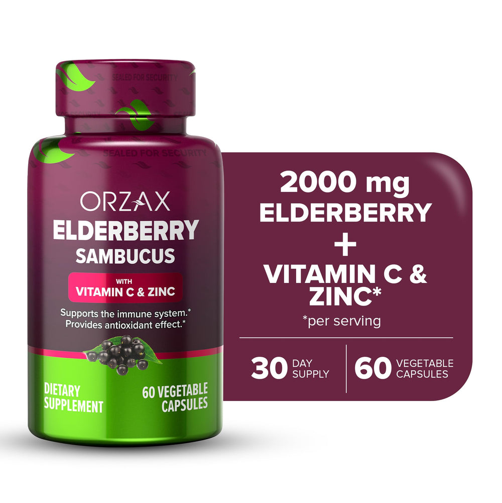 Front packaging of ORZAX Elderberry Capsules