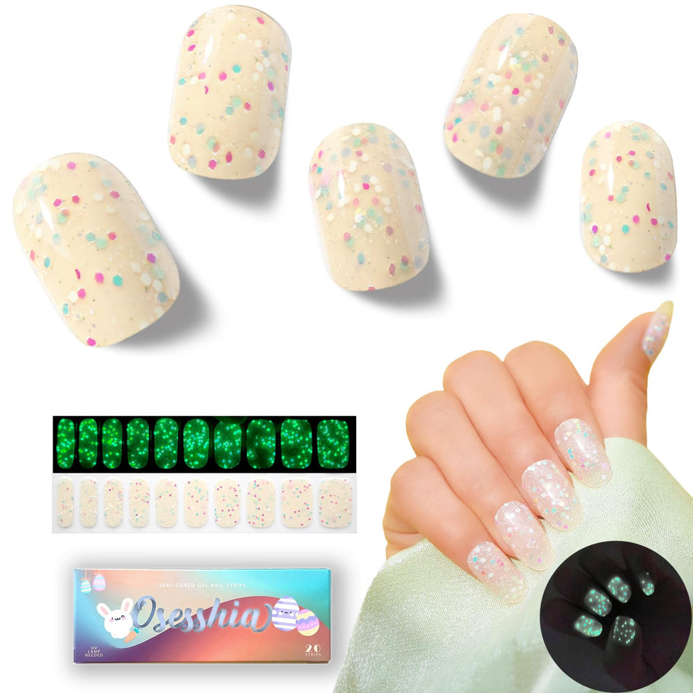 Osesshia Mint Sprinkles nail strips for at-home gel manicure with glossy finish