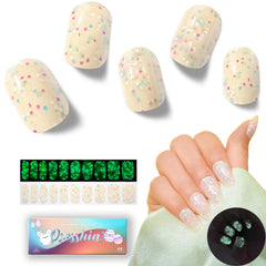 Osesshia Mint Sprinkles nail strips for at-home gel manicure with glossy finish
