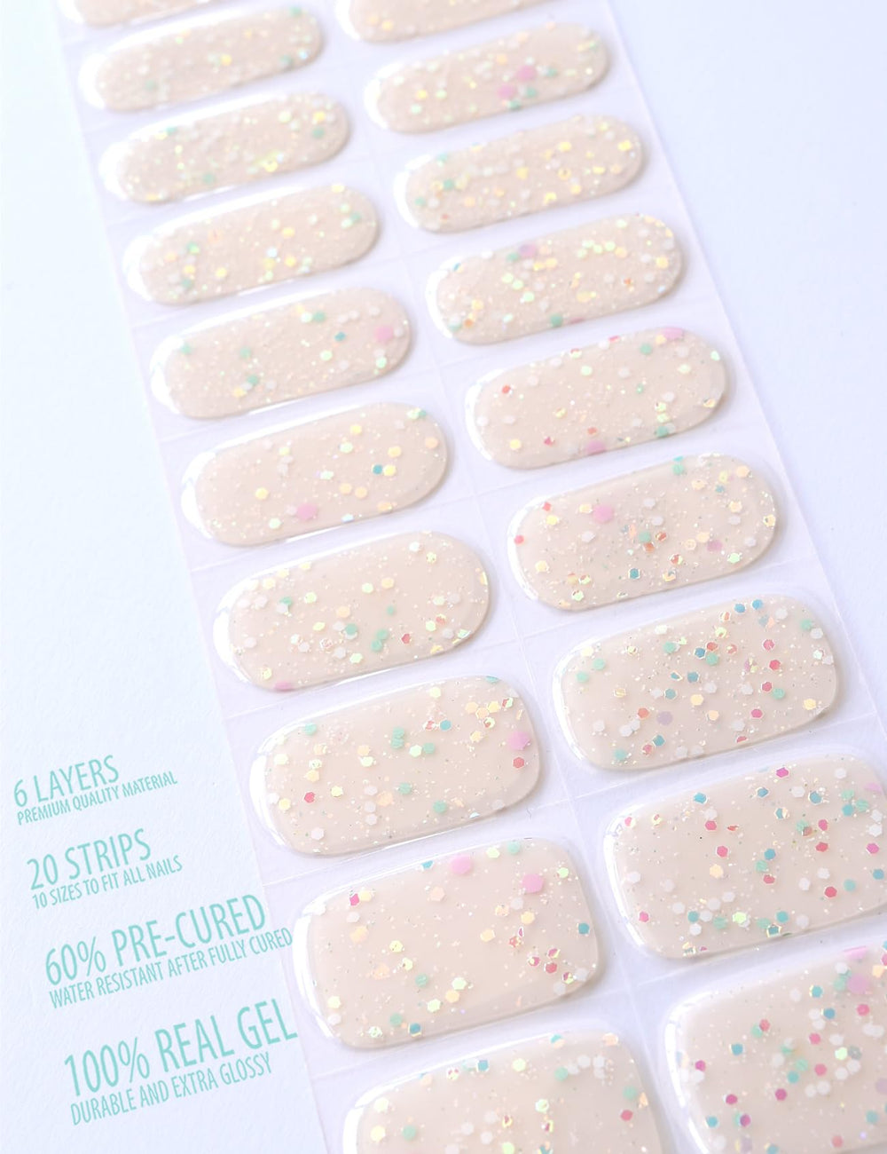 Osesshia Mint Sprinkles design on nail strips ideal for fast touch-ups