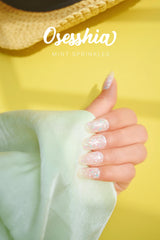 Osesshia semi-cured nail strips Mint Sprinkles designed for easy trimming and fit