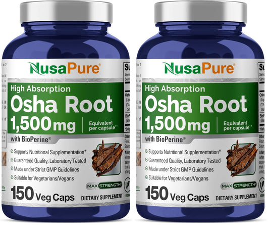 NusaPure OSHA Root Extract 1500 mg capsules front view