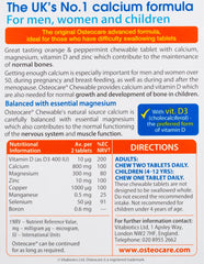 Peppermint and orange flavoured Osteocare Chewable tablets