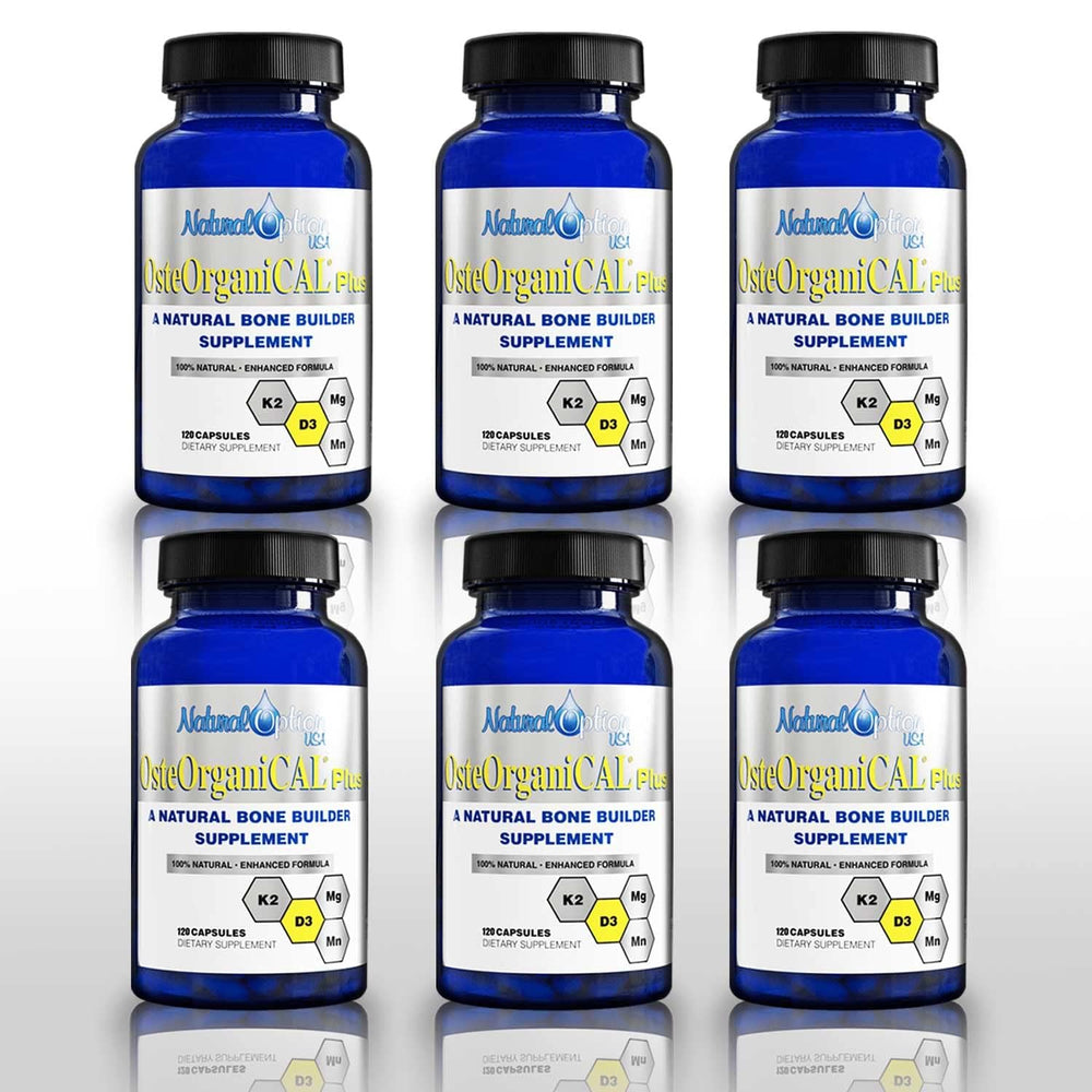 Osteorganical Plus bottle showing plant-based calcium supplement label