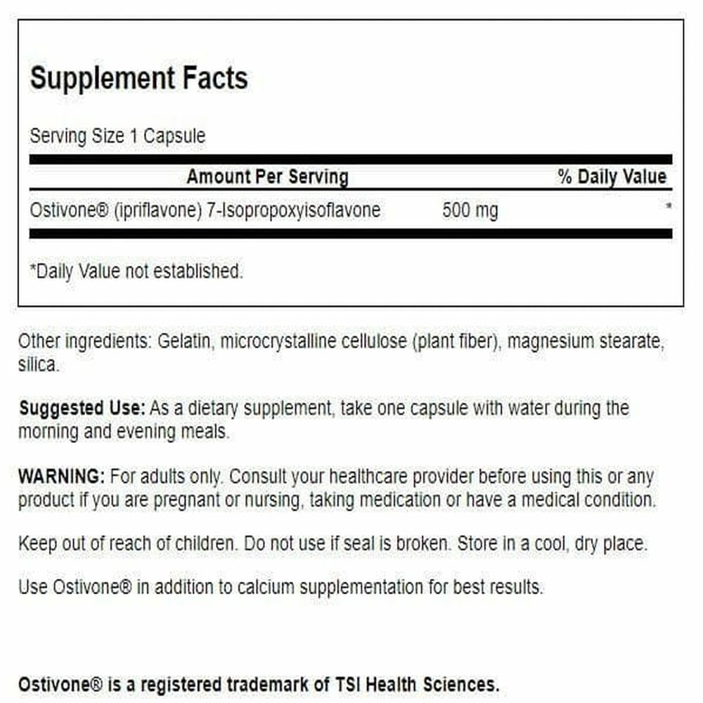 Back label view of Ostivone 500 mg bottle