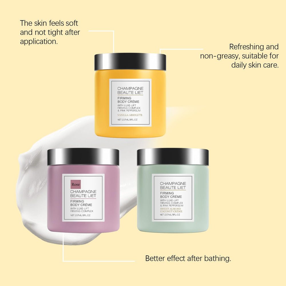 OUKPANE Champagne Lift Body Creme radiant look scene suggests refreshed skin.