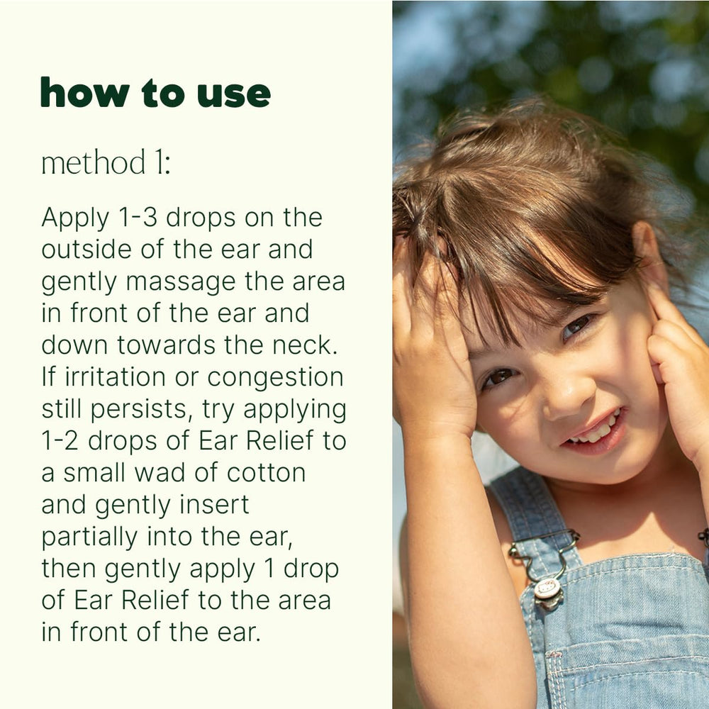 Person applying Ear Relief drops around the outer ear