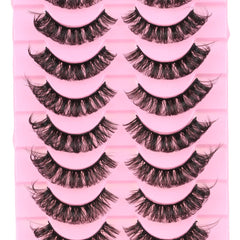 Outopen D Curl strip lashes on eye with lifted look.