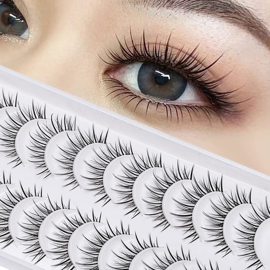 outopen manga lashes natural look close-up showing cluster detail for a doll-like eye