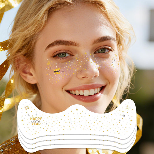 Ovasorve Happy New Year freckles tattoos sparkle for NYE looks