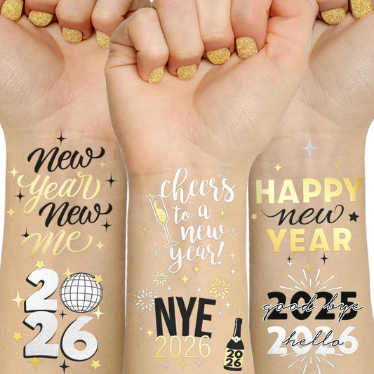 Ovasorve NYE tattoos on two sheets for festive body art at parties