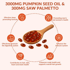 Graphic depicting the dual-effect formula of pumpkin seed oil and saw palmetto
