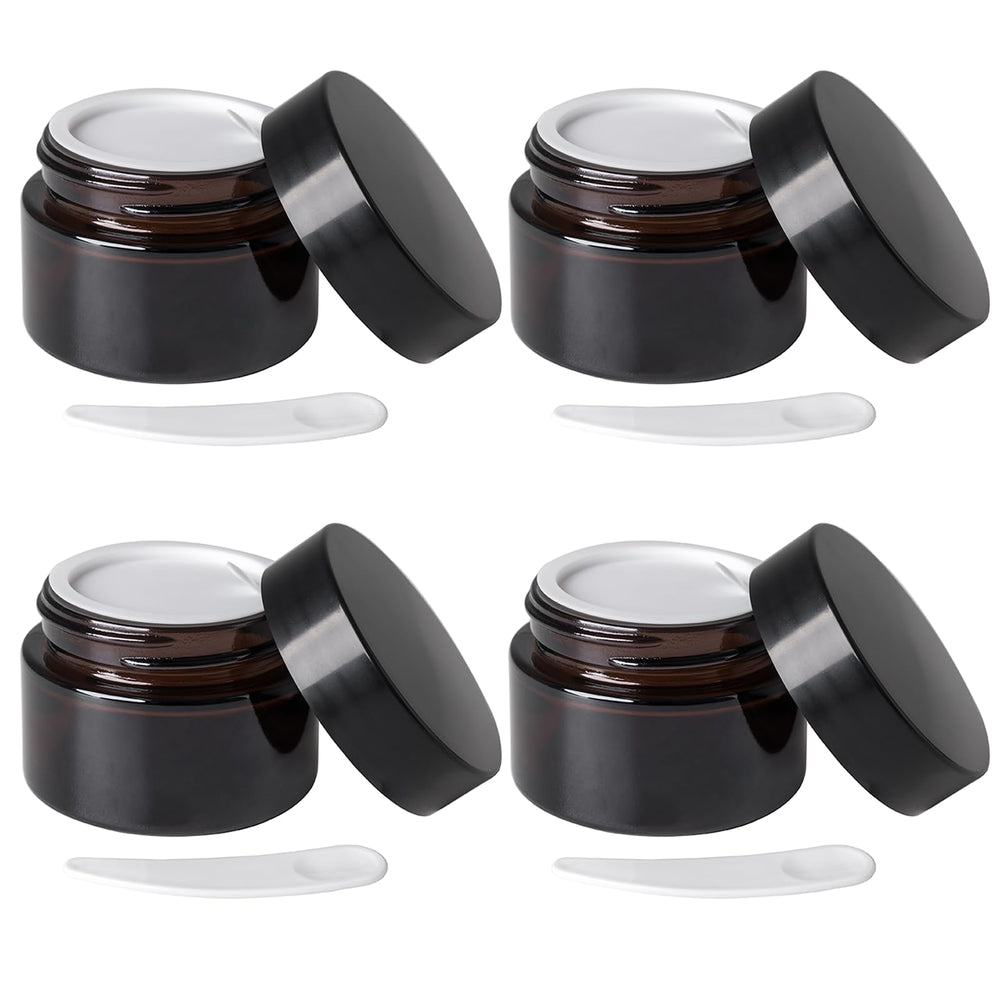 OverNews amber glass jar 1oz protects contents from light and leaks.