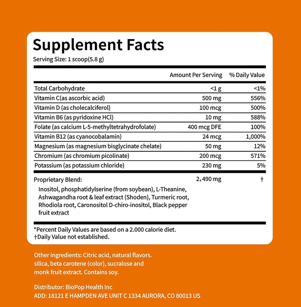 oviaapo Cortisol Drink Powder packaging box highlights convenient on-the-go use.