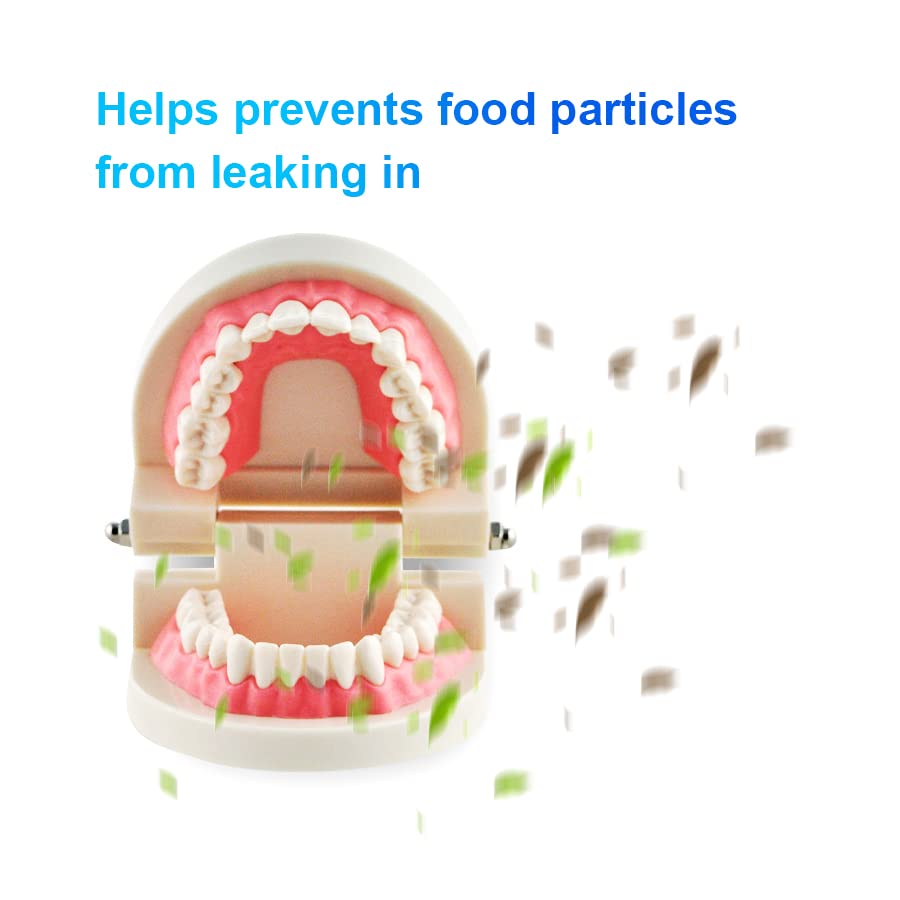 Denture held securely by cushion while eating