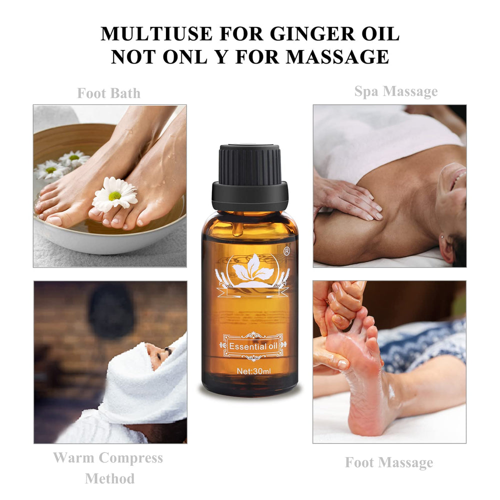 Ginger massage oil texture being applied to skin