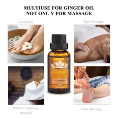 Ginger massage oil texture being applied to skin