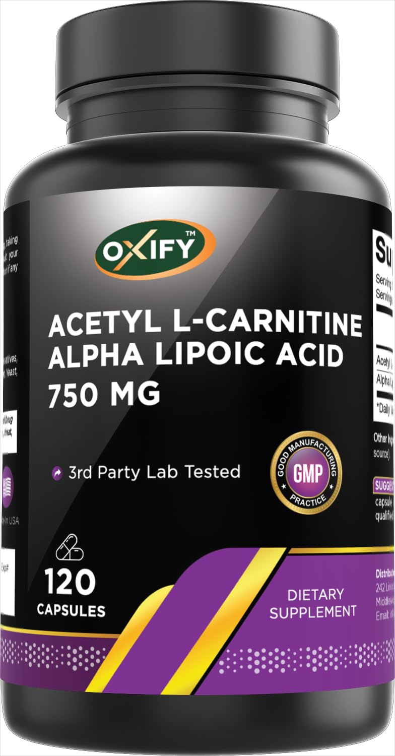 Oxify Acetyl L-Carnitine Alpha Lipoic Acid bottle label