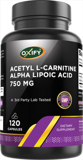 Oxify Acetyl L-Carnitine Alpha Lipoic Acid bottle label