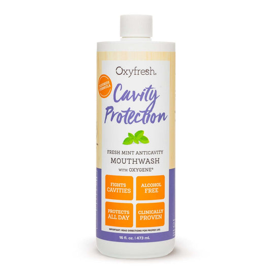 Front view of Oxyfresh Cavity Protection Mouthwash bottle 16 oz