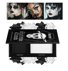 oygcee Black White Makeup Palette for bold gothic looks with high pigment payoff.