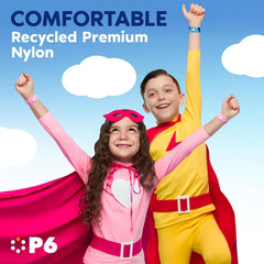 P6 adjustable-band strap provides secure wear.