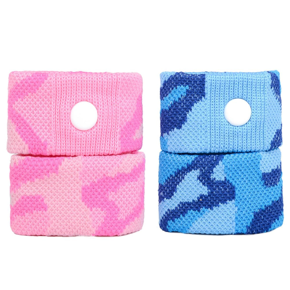 Pink and blue P6 bands with travel case for on the go relief.