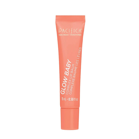 Pacifica Glow Baby Lip Balm provides coral shimmer and deep hydration on dry lips.