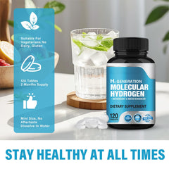 Package contents showing 120 hydrogen water tablets