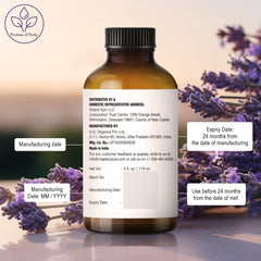Premium quality lavender oil in amber glass bottle