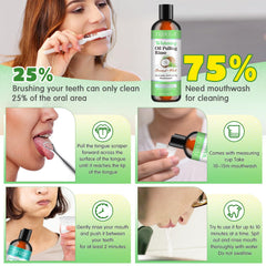 Package showing bottle and tongue scraper included