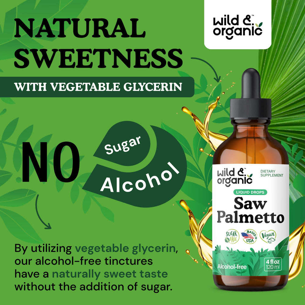 Product packaging with Wild & Organic Saw Palmetto Tincture