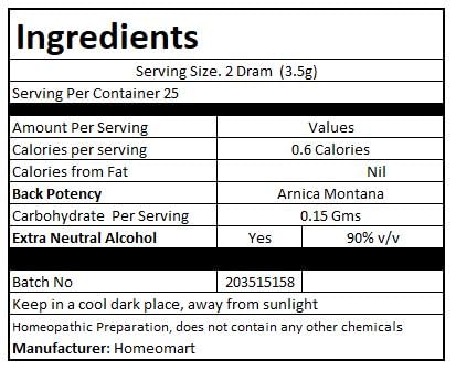 Packaging and dosage instructions for Arnica Montana pellets
