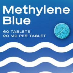 Packaging of 60-count methylene blue tablets