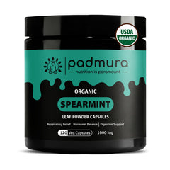 Bottle of PADMURA Organic Spearmint Powder Capsules 1000mg