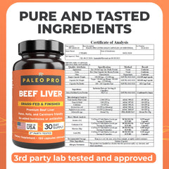 Close-up of Paleo Pro Liver Gold beef liver capsules
