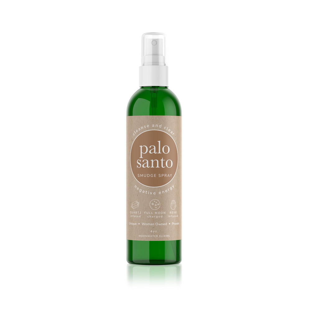 Close-up shot of Palo Santo Smudge Spray bottle