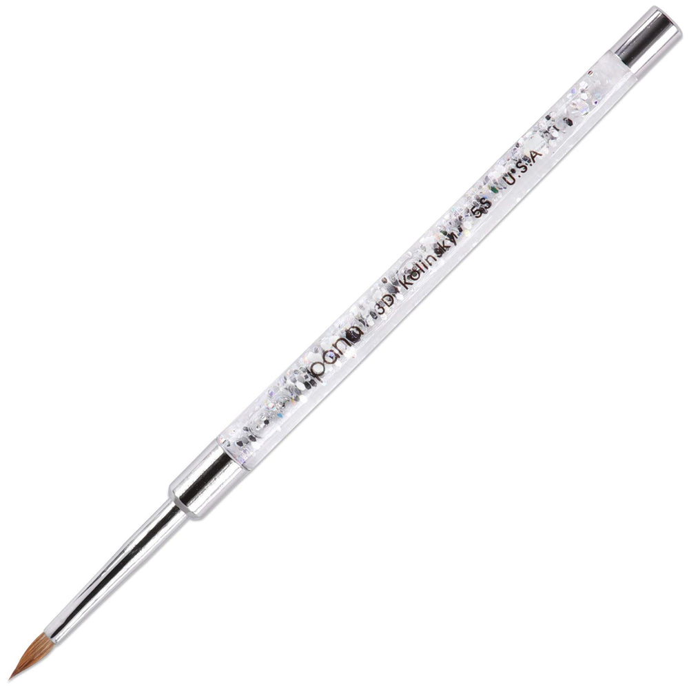 PANA 3D Kolinsky brush with silver glitter handle for precise detailing.