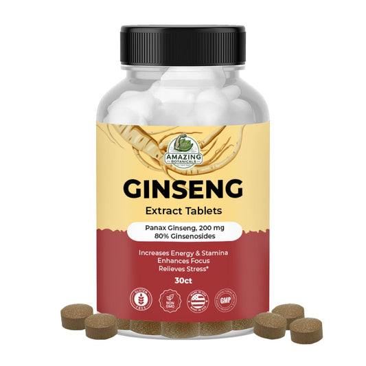 Front view of Panax Ginseng extract tablets with 200mg dosage