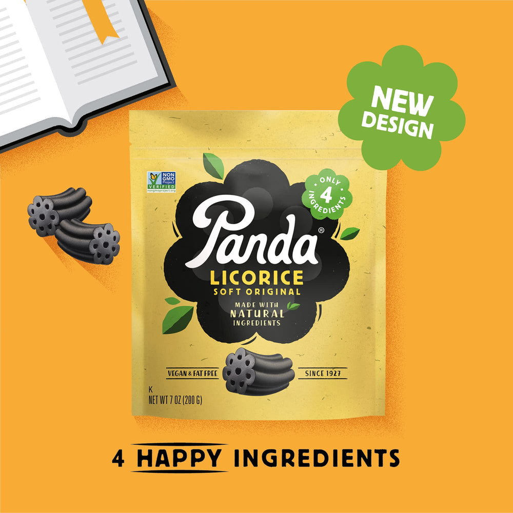Four 7 oz bags in the Panda licorice pack