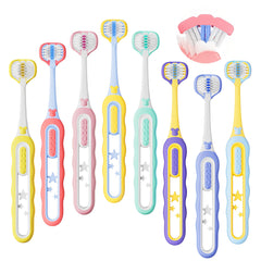 PANIMOSI 8-pack toddler toothbrush showing 3-sided design