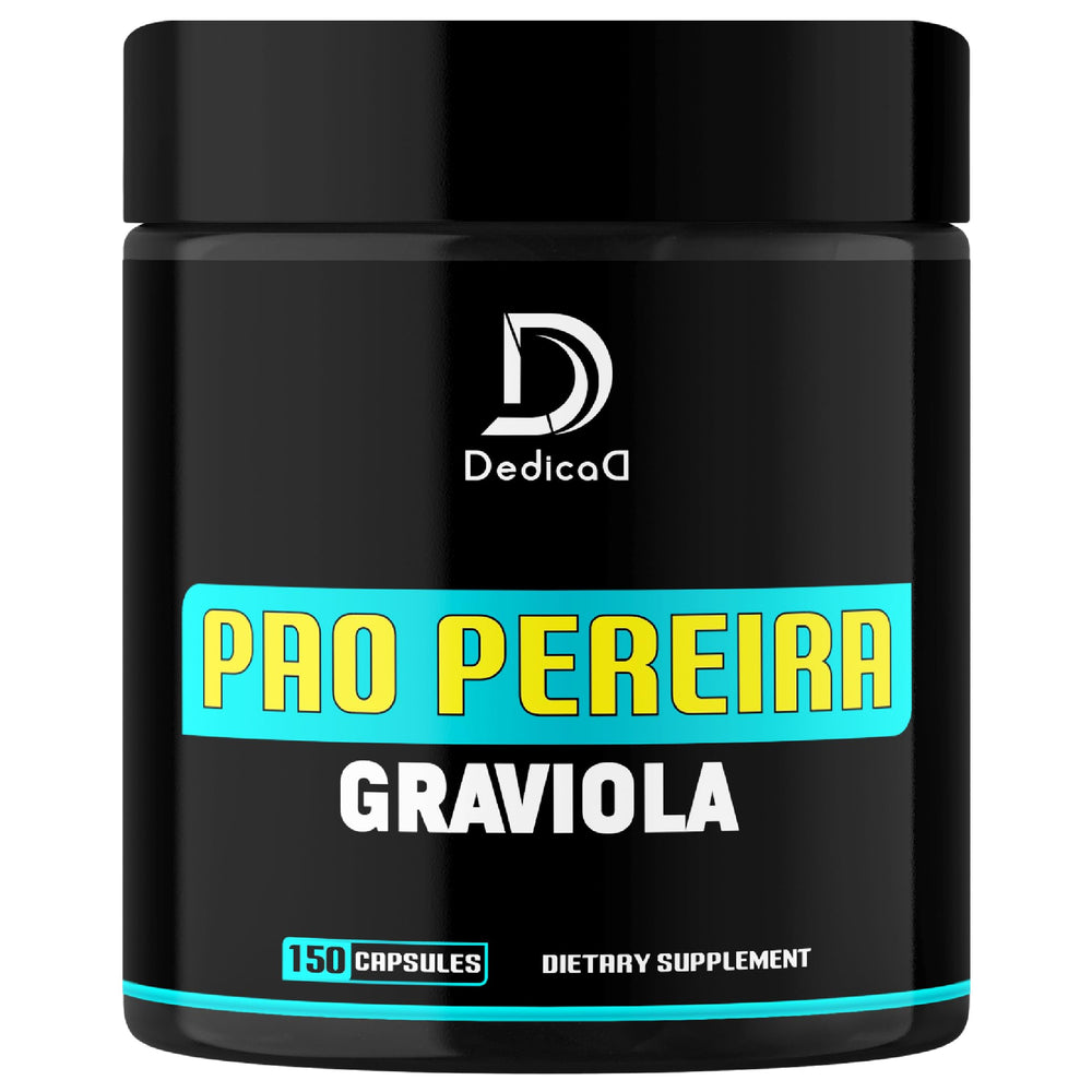 Bottle of Pao Pereira bark extract and Graviola capsules