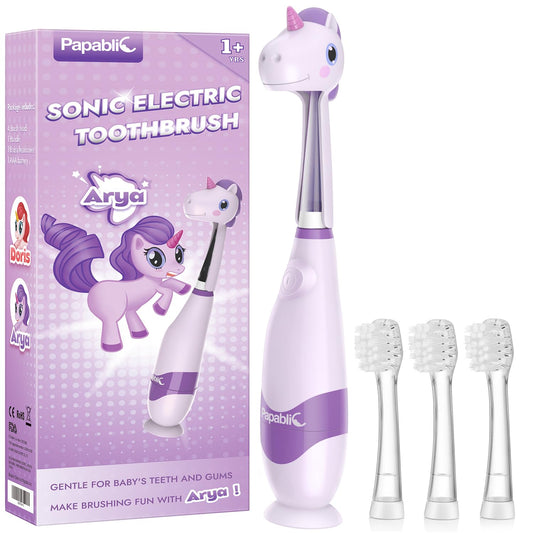 Papablic Arya toddler sonic toothbrush with unicorn cover