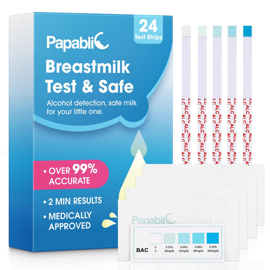 Papablic Breast Milk Alcohol Test Strips – 24 pack, clear results