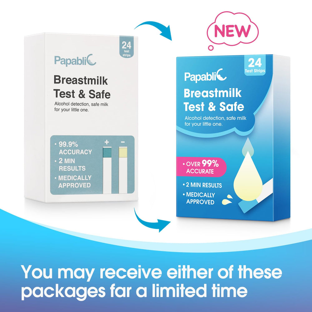 Packaging box and product display for Papablic breast milk alcohol test strips