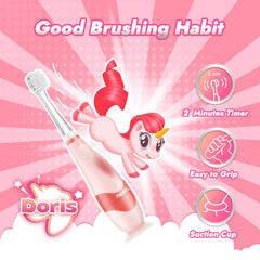 Doris toothbrush shown with suction cup base for upright display