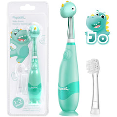 Papablic Jo toddler toothbrush with cute dinosaur cover