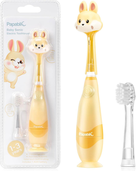 Papablic toddler sonic toothbrush with bunny cover