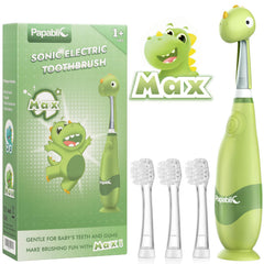 Cute dinosaur cover on Papablic toddler toothbrush